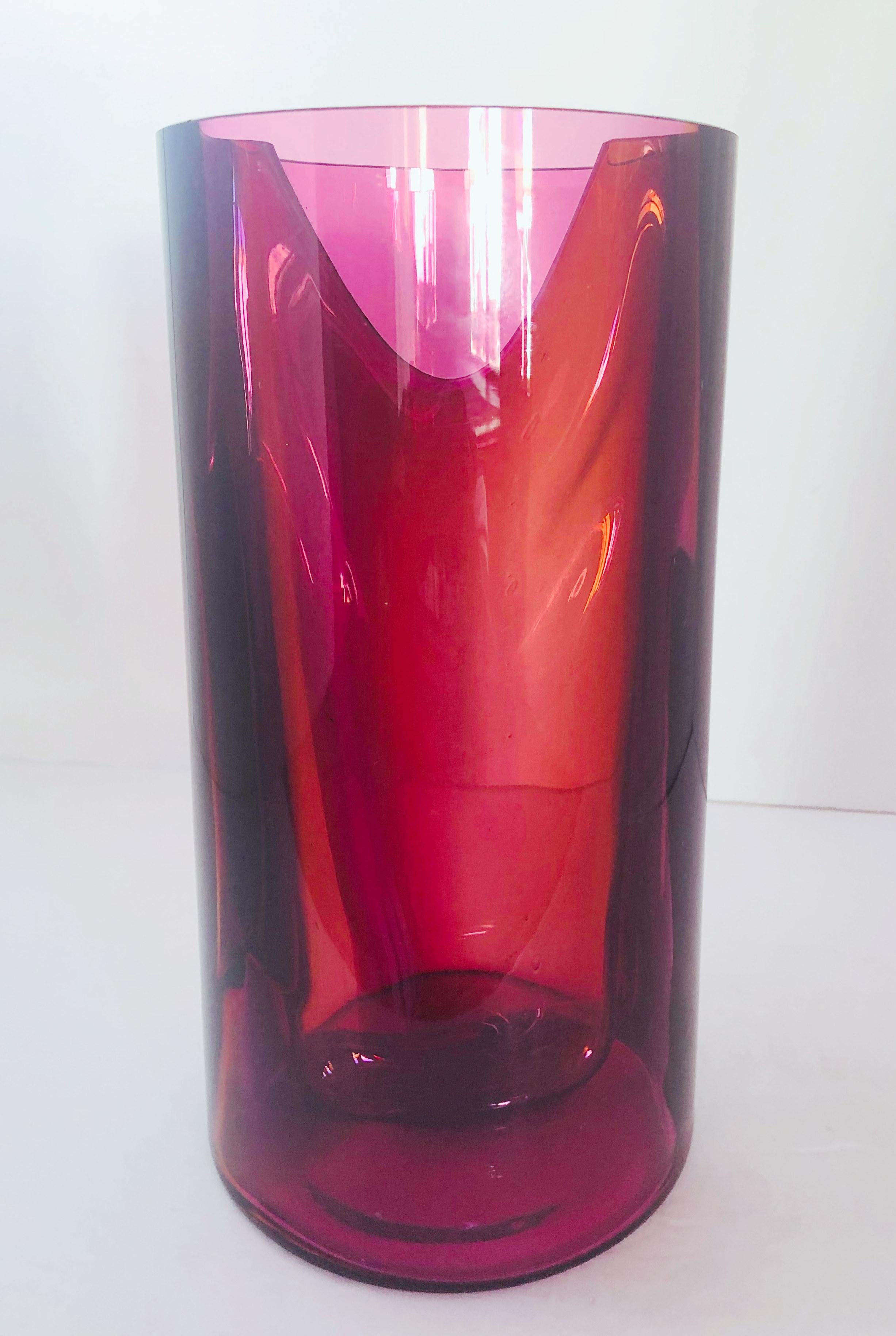 Vintage Italian dark amethyst Murano glass vase hand blown into two separate sections with a divider in the middle Made in Italy circa 1960s
Height: 12 inches / Diameter: 6 inches
1 in stock in Palm Springs currently ON 40% OFF SALE for $899