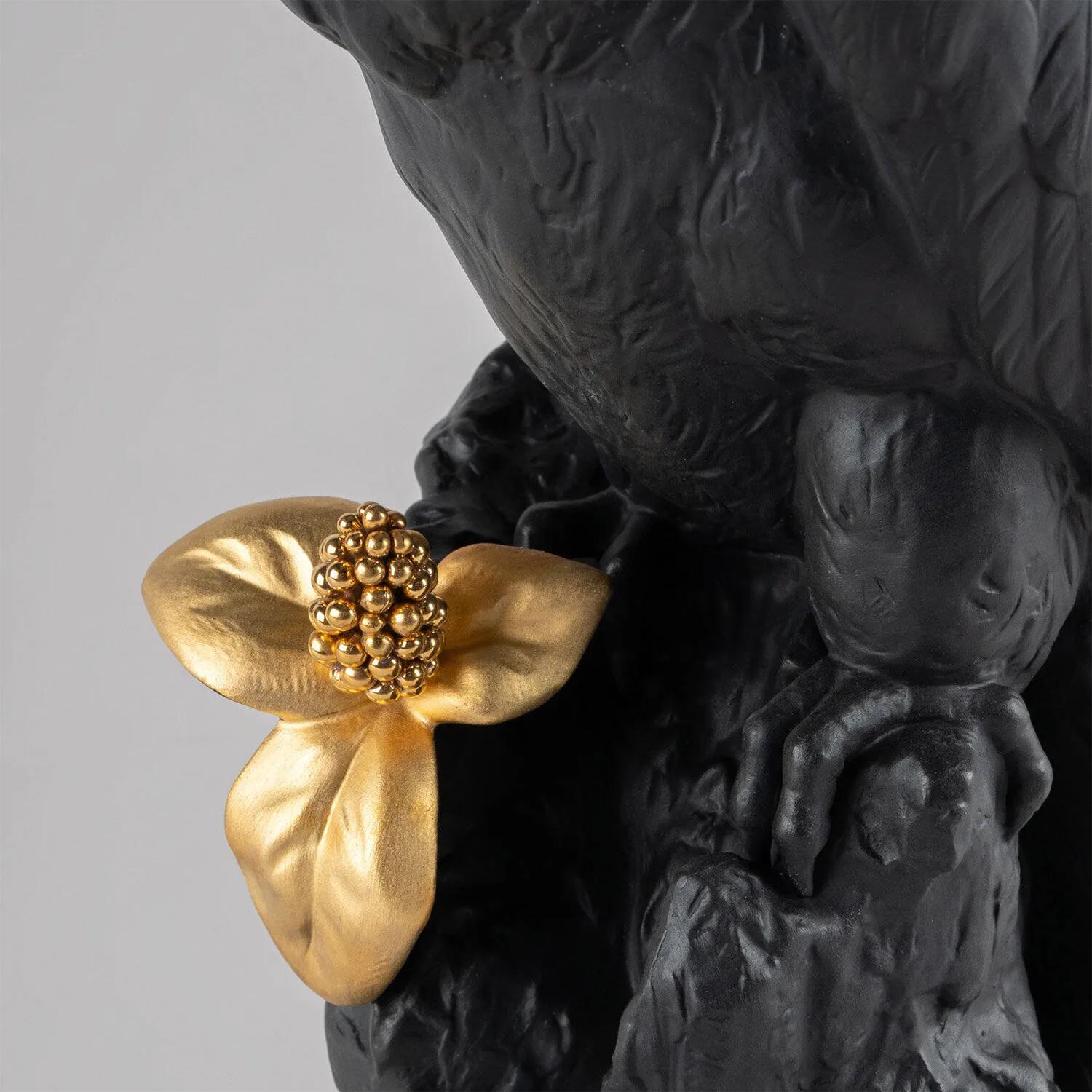 Contemporary Dark and Gold Parrot Sculpture For Sale