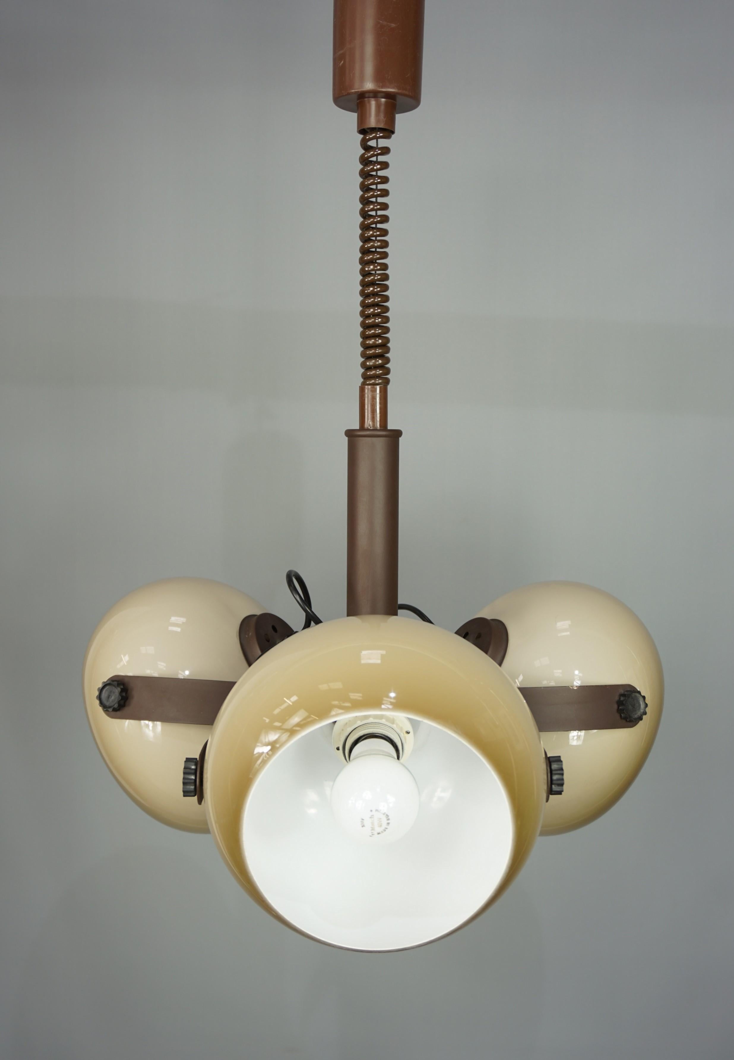 Mid-Century Modern Dark And Light Brown Chandelier, 1960s, Dutch Design by Dijkstra Lampen