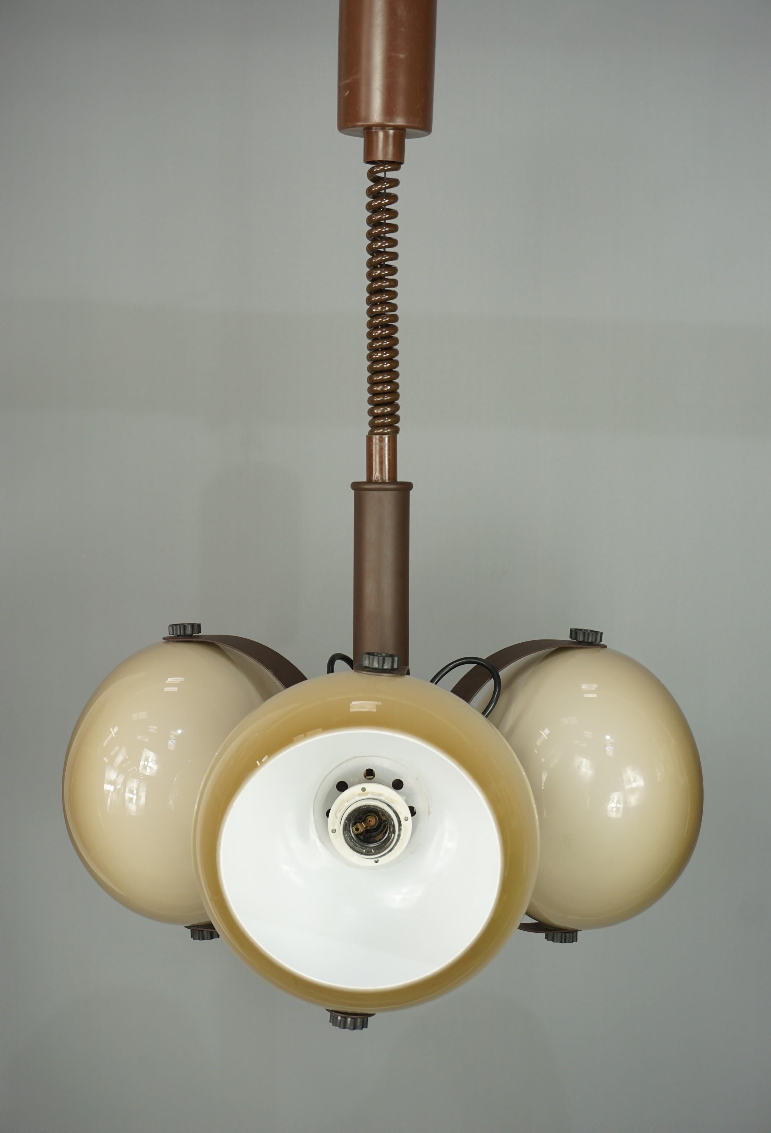 Metal Dark And Light Brown Chandelier, 1960s, Dutch Design by Dijkstra Lampen