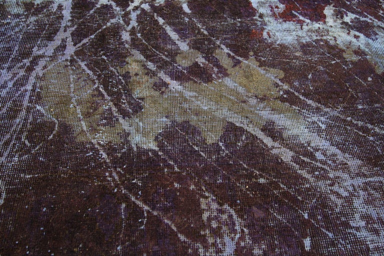 Turkish Rug Artist Distorted Distressed Vintage Turkish Overdyed Rug For Sale at 1stDibs