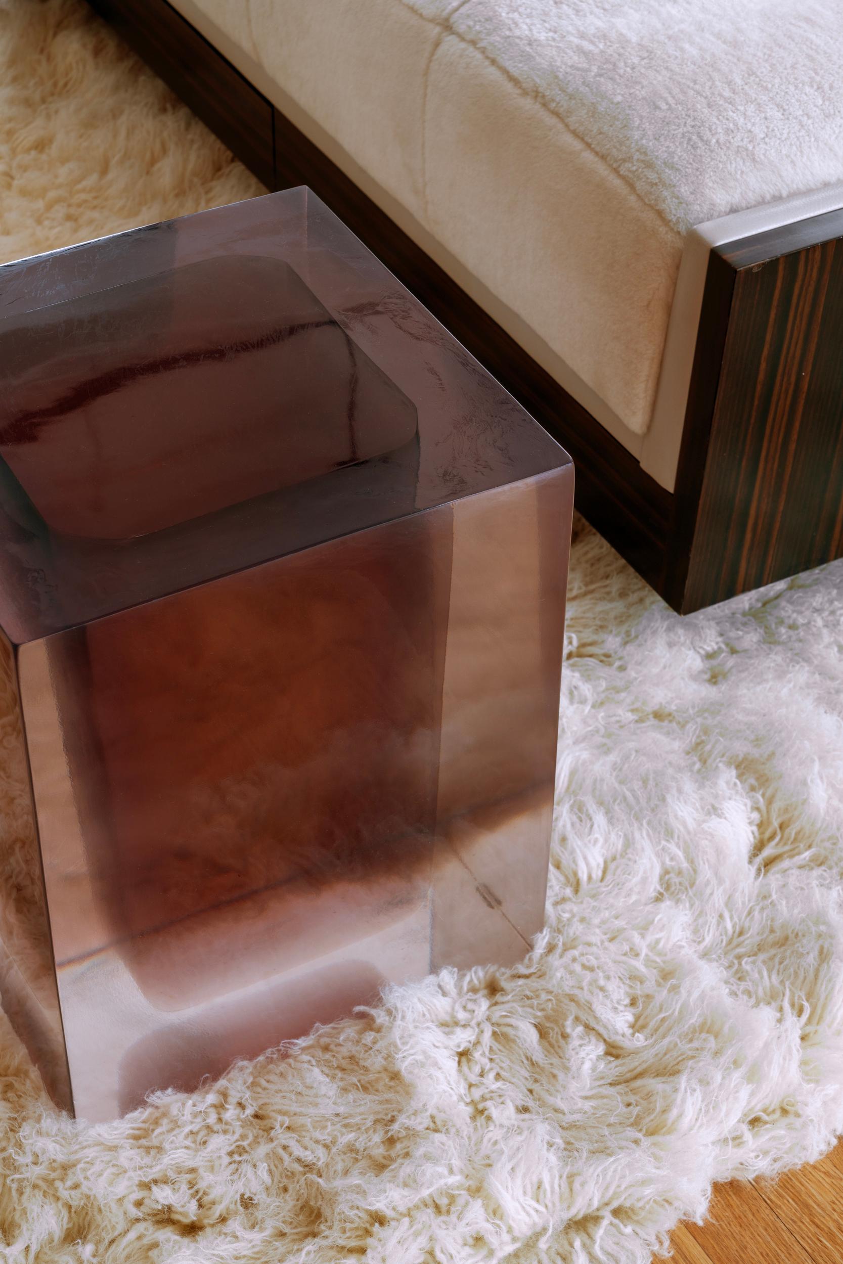 Dark and Stormy, Clear and Colored Resin Side Table For Sale 3