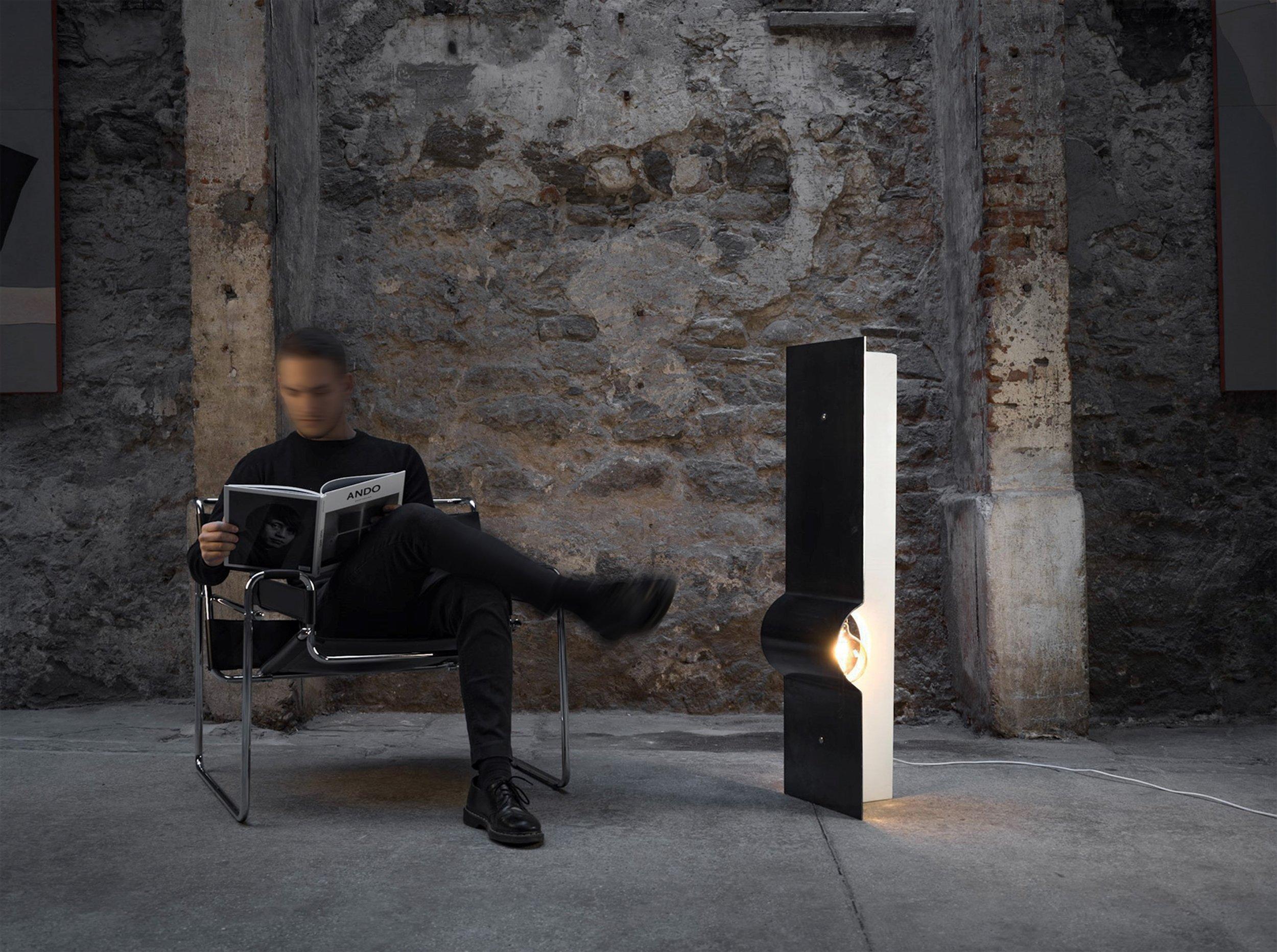OCULUS 2.1 is a conceptual lamp in the second limited edition series from the D'ARK studio, made in Venice, Italy.
2020
Iron travertine
W 30 H110 D30
25 kg
A limited series of 10 handmade pieces, it embodies the timeless design of stone and iron.
