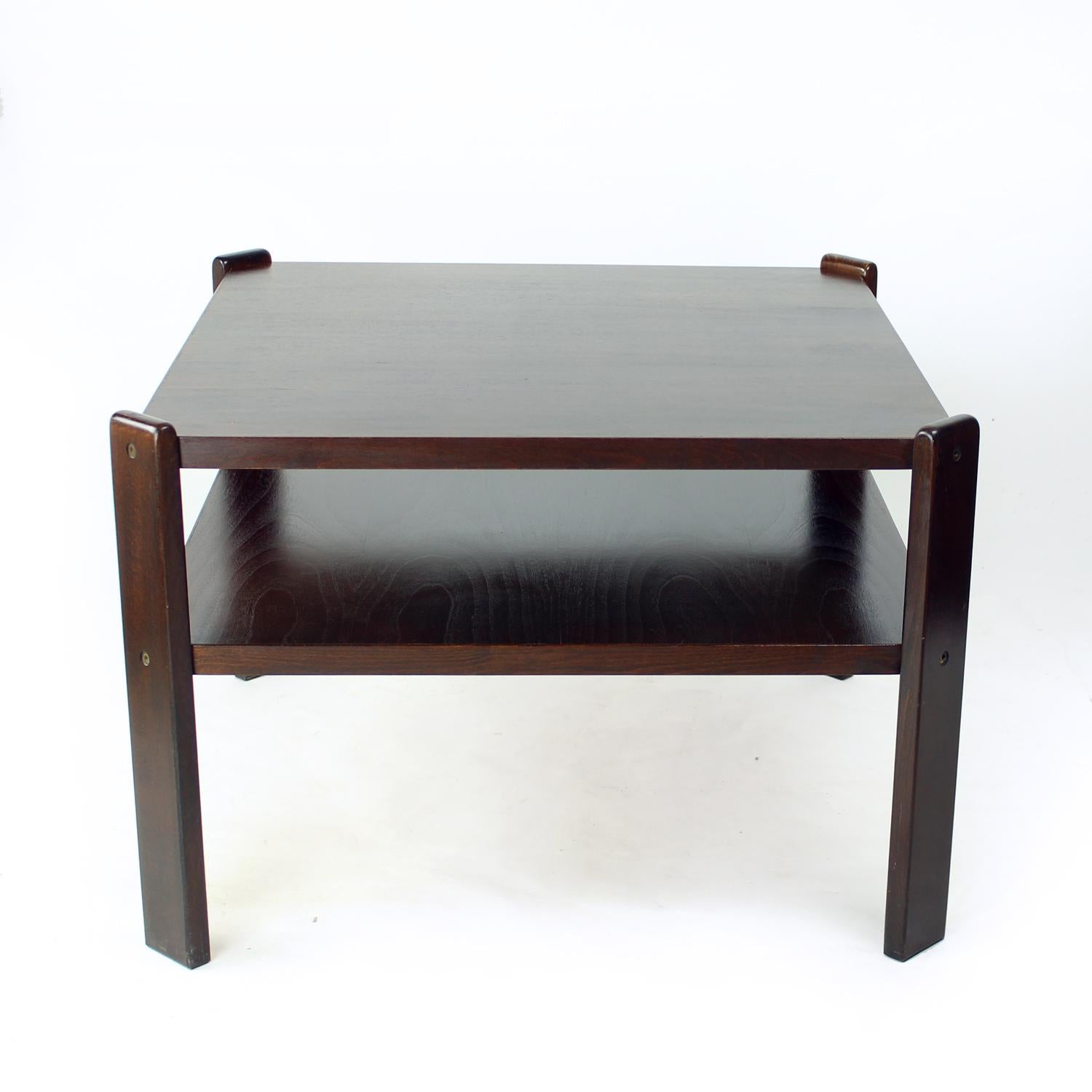 Late 20th Century Dark Beech Coffee Table By Hikor Pisek Czechoslovakia 1980s For Sale