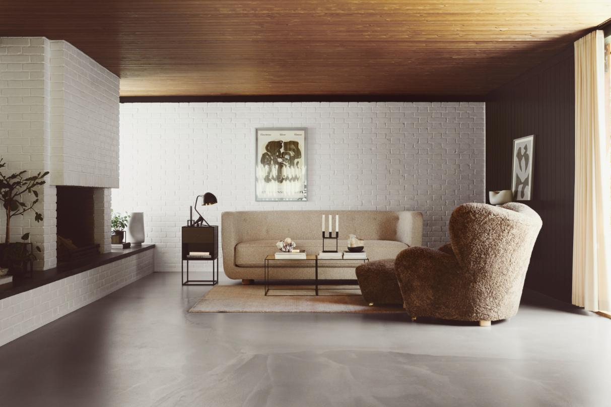 Sahco Zero Vilhelm-Sofa aus dunklem Beige und natürlicher Eiche von Lassen (Moderne) im Angebot