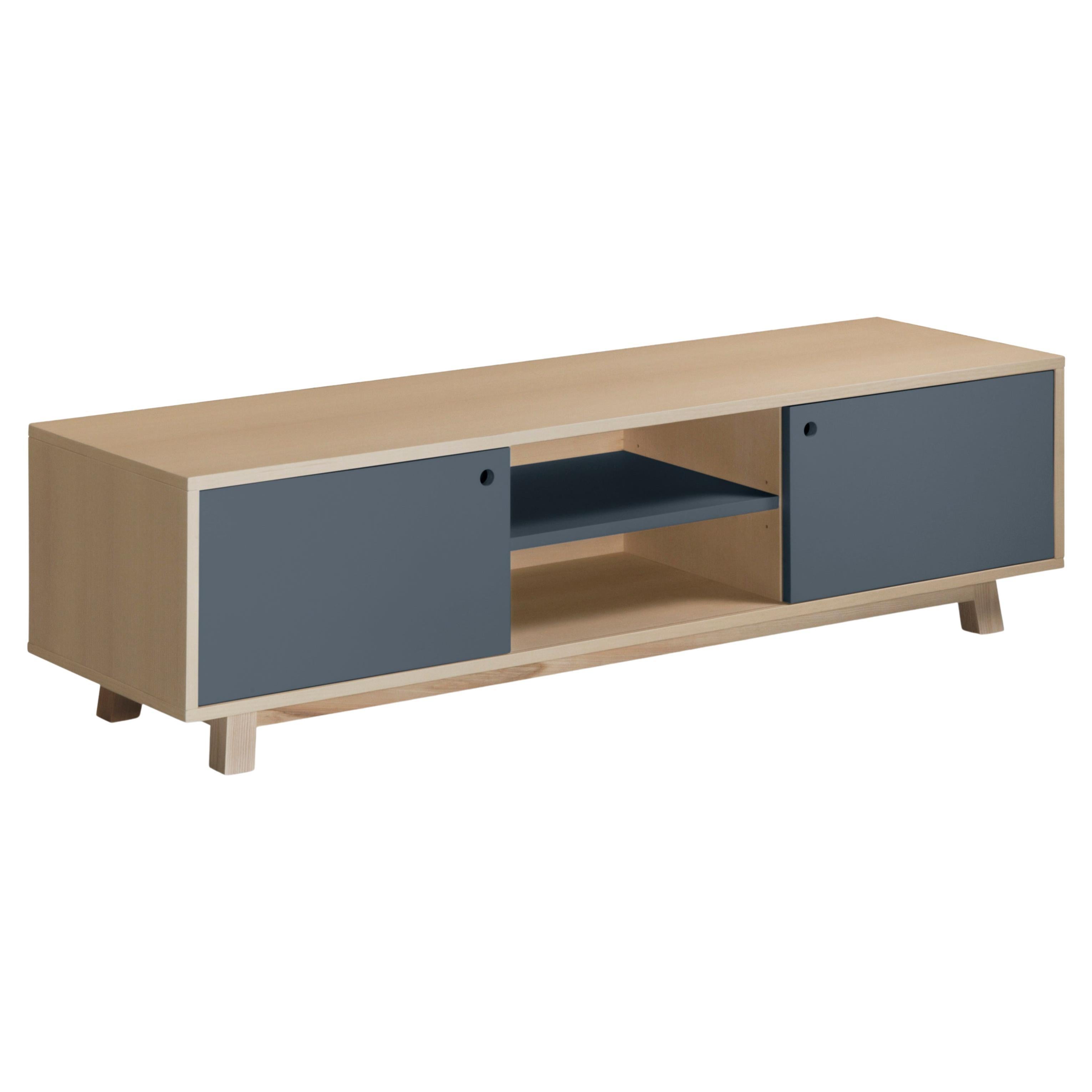 Scandinavian 2 sliding door TV stand with 11 colours available, design E. Gizard For Sale
