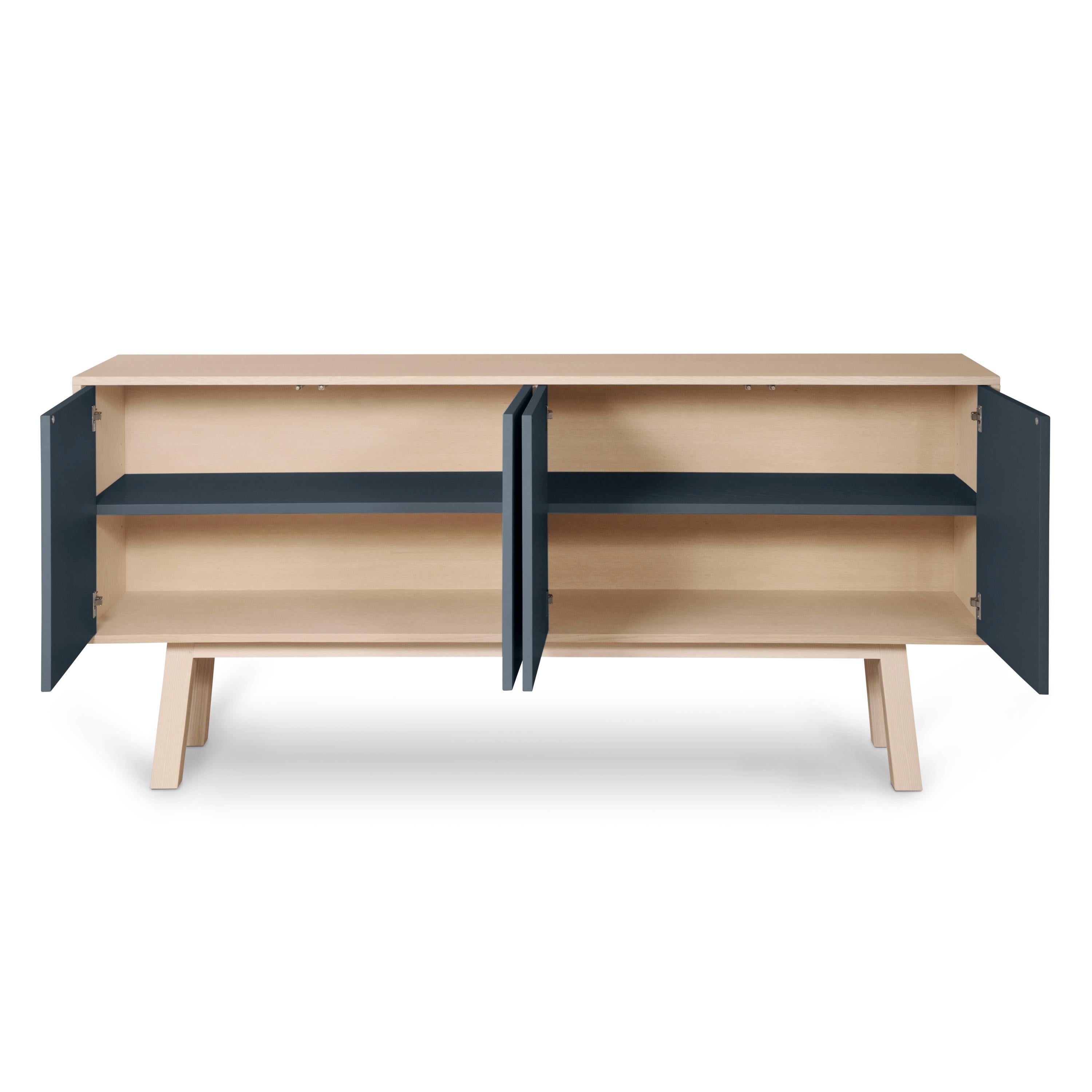 French Dark Blue 4-Door Sideboard KUBE, Design Eric Gizard, Paris For Sale