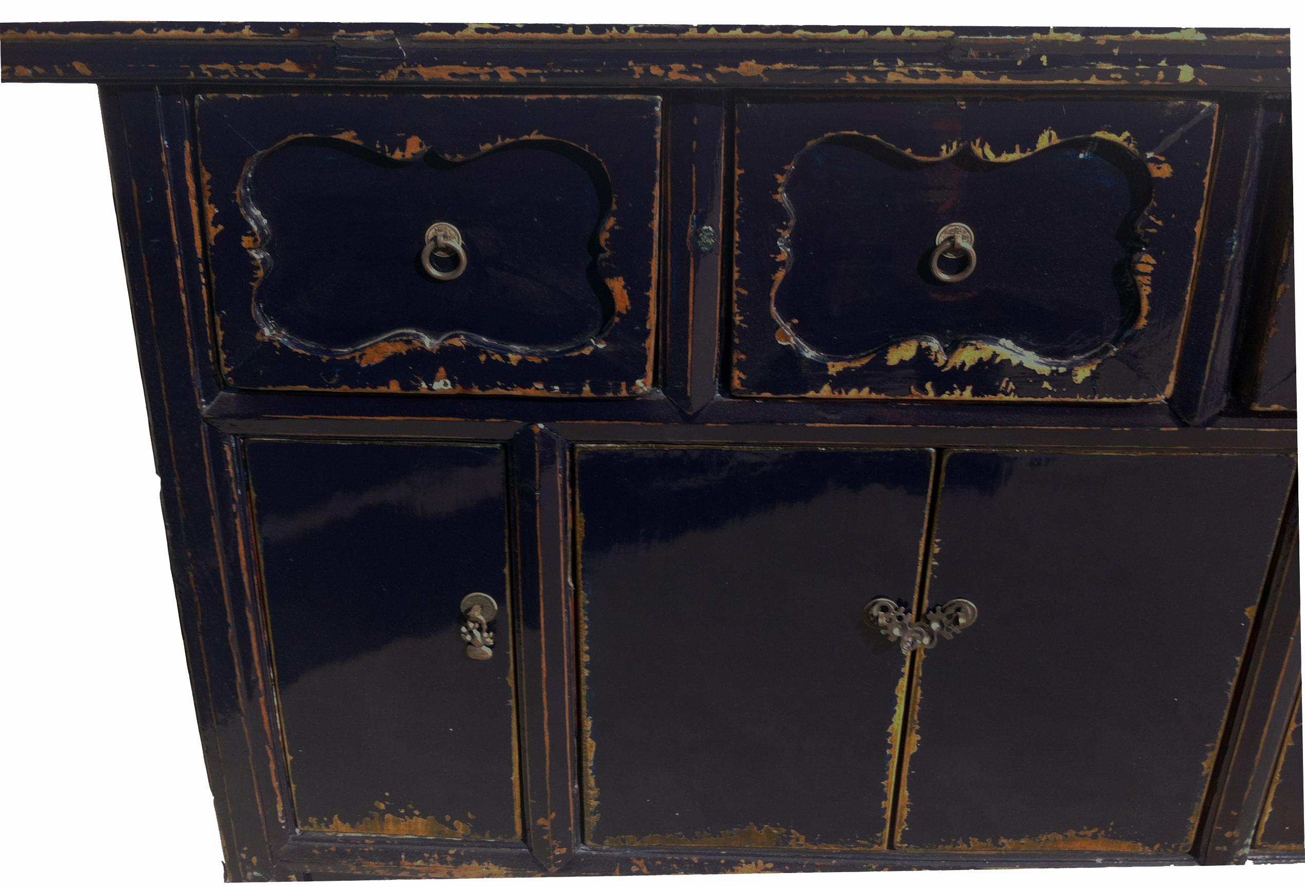Chinese Dark Blue Altar Sideboard For Sale
