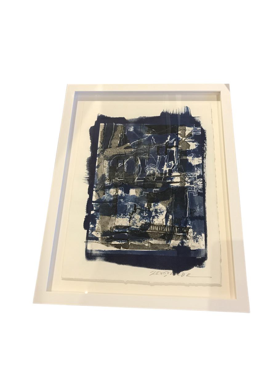 Other Dark Blue and White Print by American Artist Sandra Constantine, Contemporary For Sale