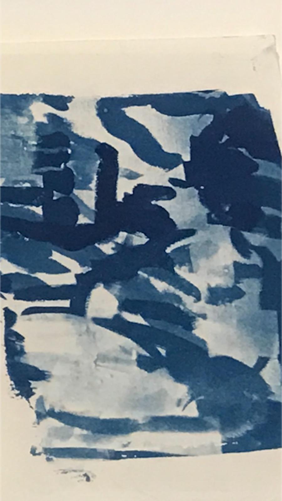 Dark Blue and White Print by American Artist Sandra Constantine, Contemporary In New Condition For Sale In New York, NY