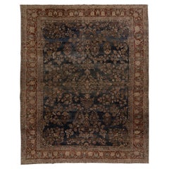 Dunkelblauer antiker persischer Sarouk-Teppich