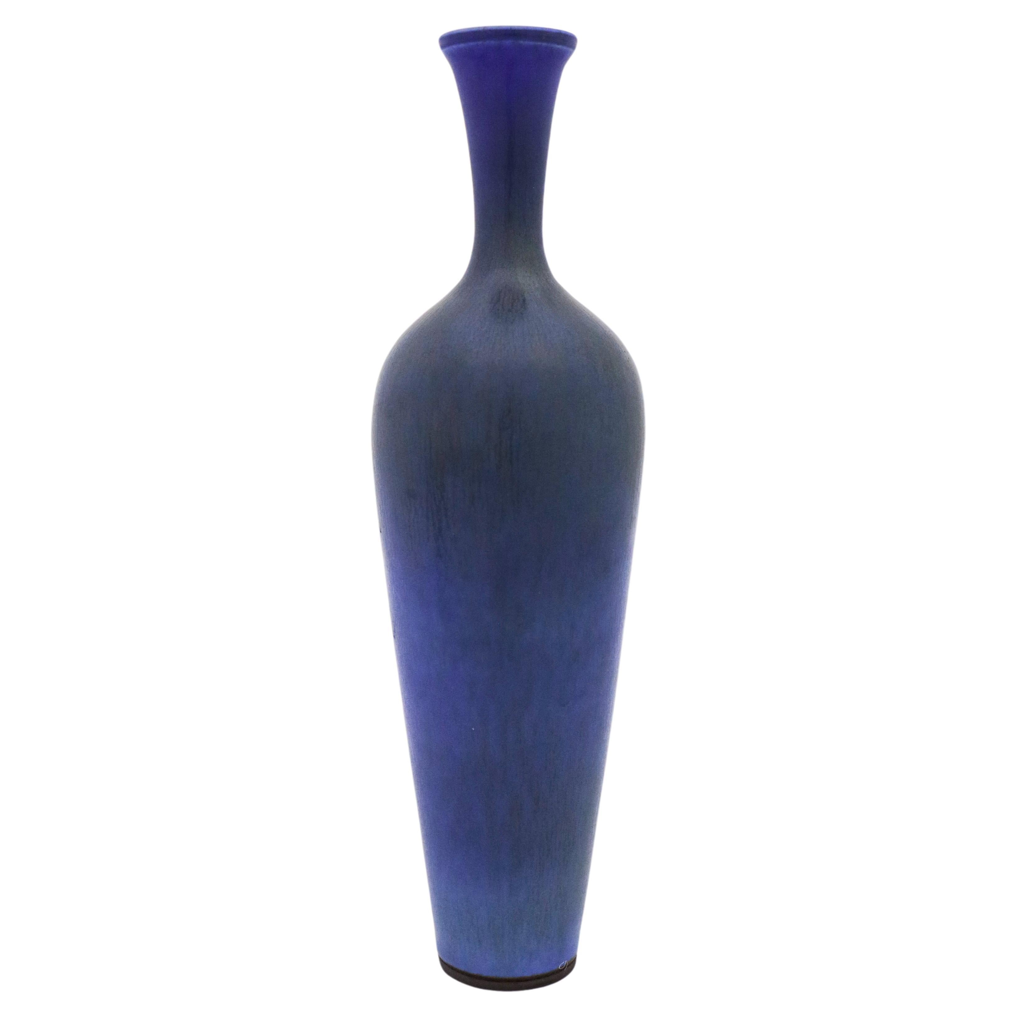 Dark Blue Ceramic Vase, Berndt Friberg, Gustavsberg 1960, Mid Century Vintage
