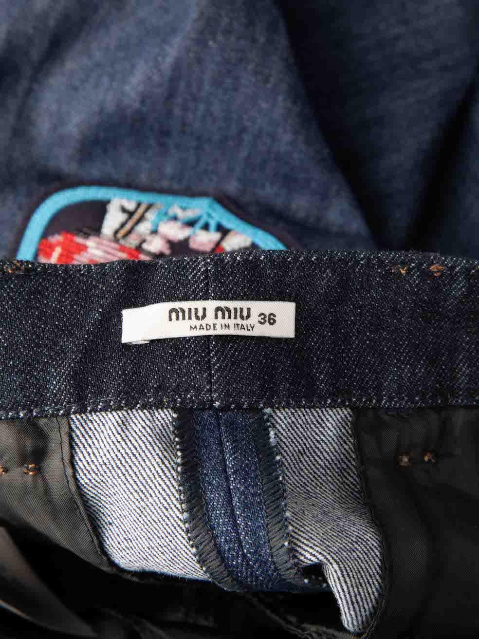 Women's Miu Miu Dark Blue Denim Beaded Detail Tapered Jeans Size XXS