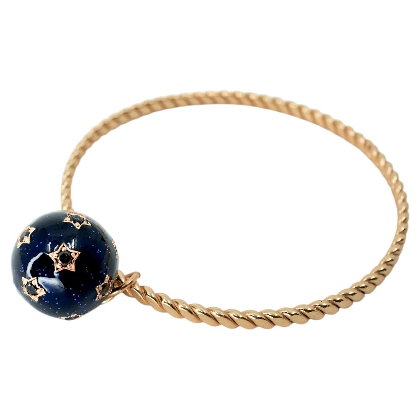 Star Charm Bangle Midnight Dark Blue Enamel Bracelet Diamond J Dauphin