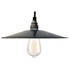 Dark Blue Enamel French Vintage Industrial Pendant Light