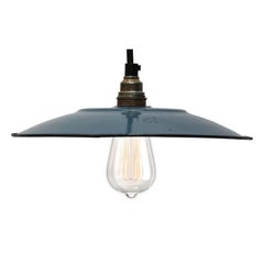 Dark Blue Enamel French Vintage Industrial Pendant Light