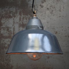 Dark Blue Enamel Vintage Industrial Cast Iron Clear Glass Pendant Light