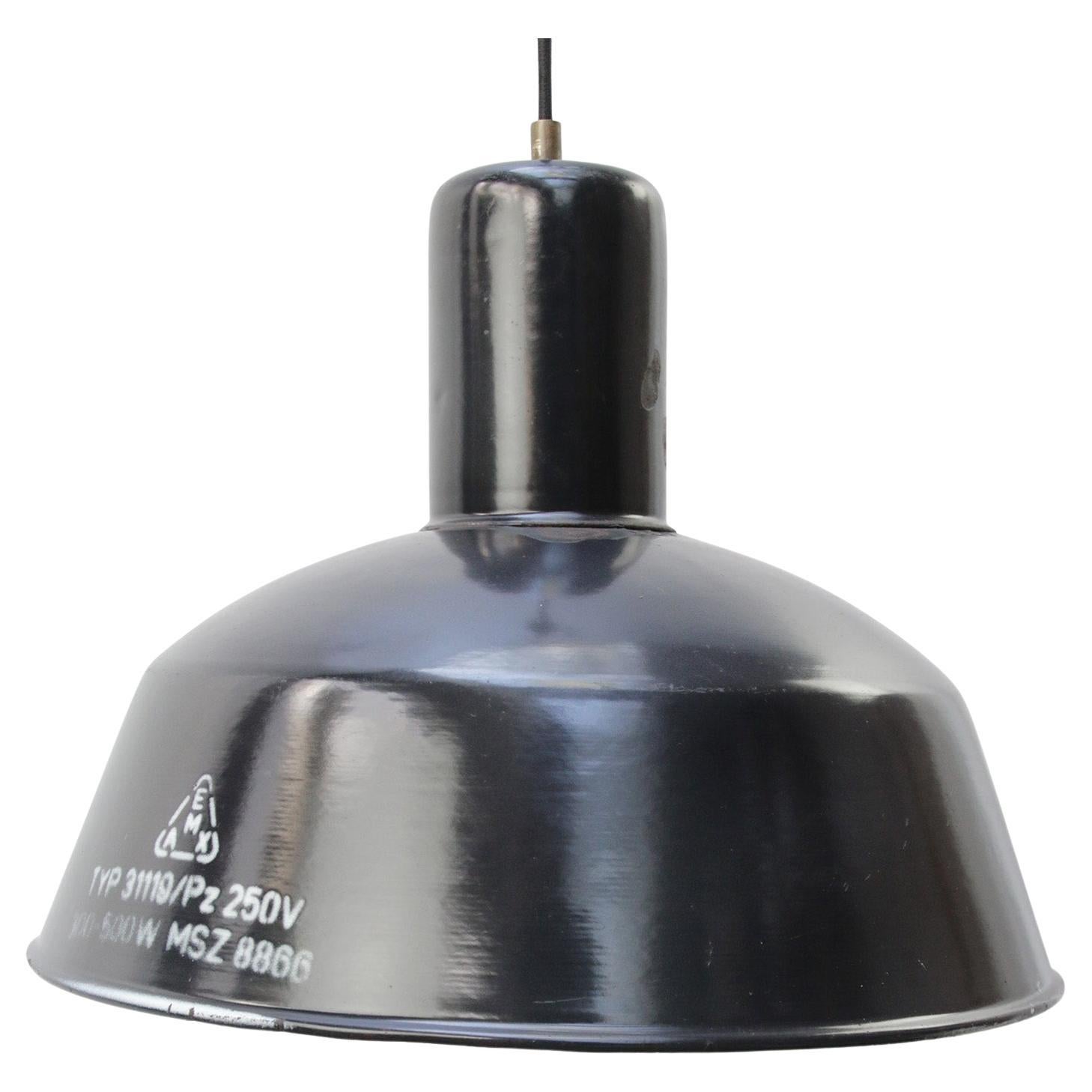 Dark Blue Enamel Vintage Industrial Factory Pendant Light For Sale