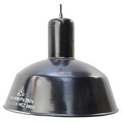 Dunkelblaue Emaille Vintage Industrie-Fabrik-Pendelleuchte