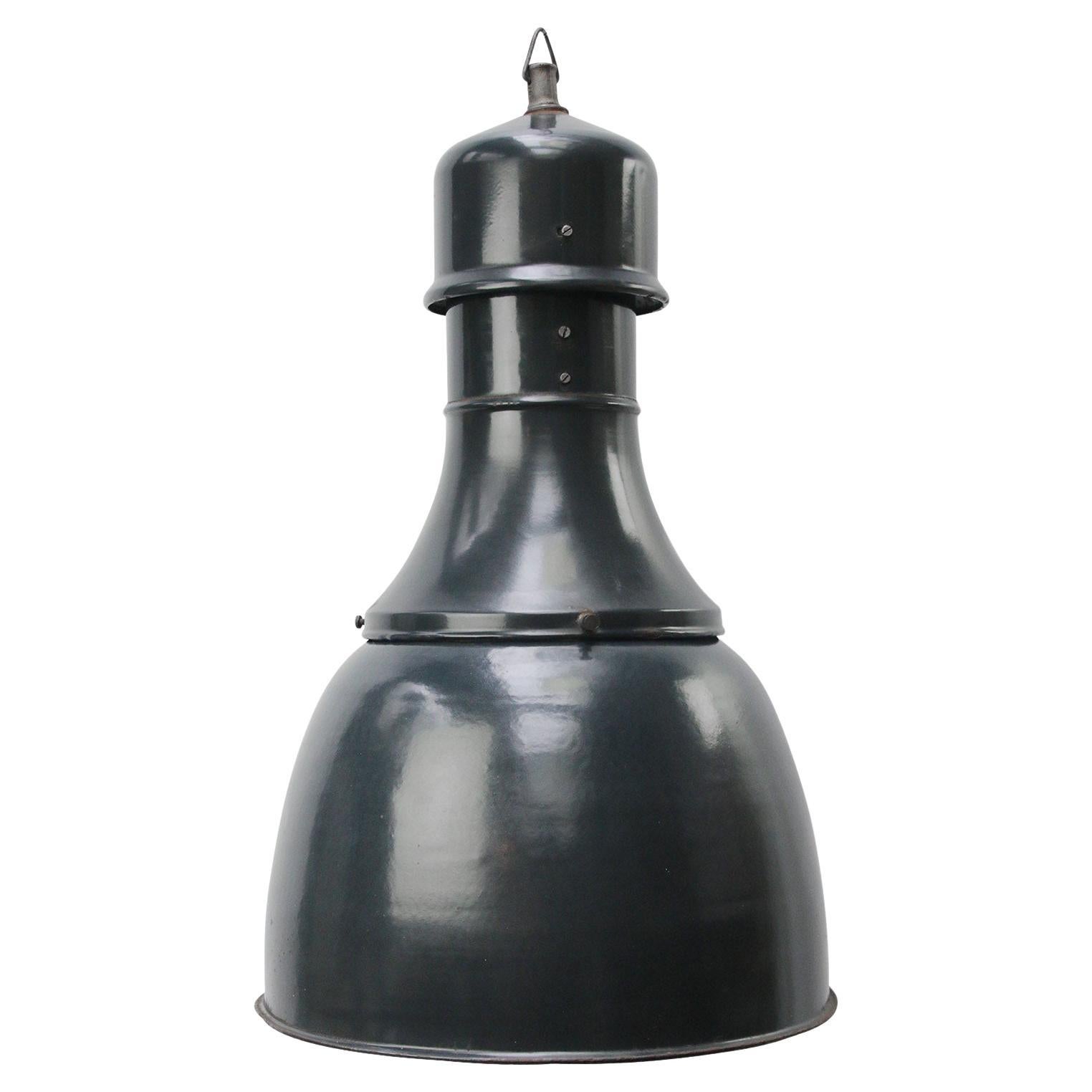 Group of Three Cobalt Blue Enamel Industrial Pendant Lights at 1stDibs