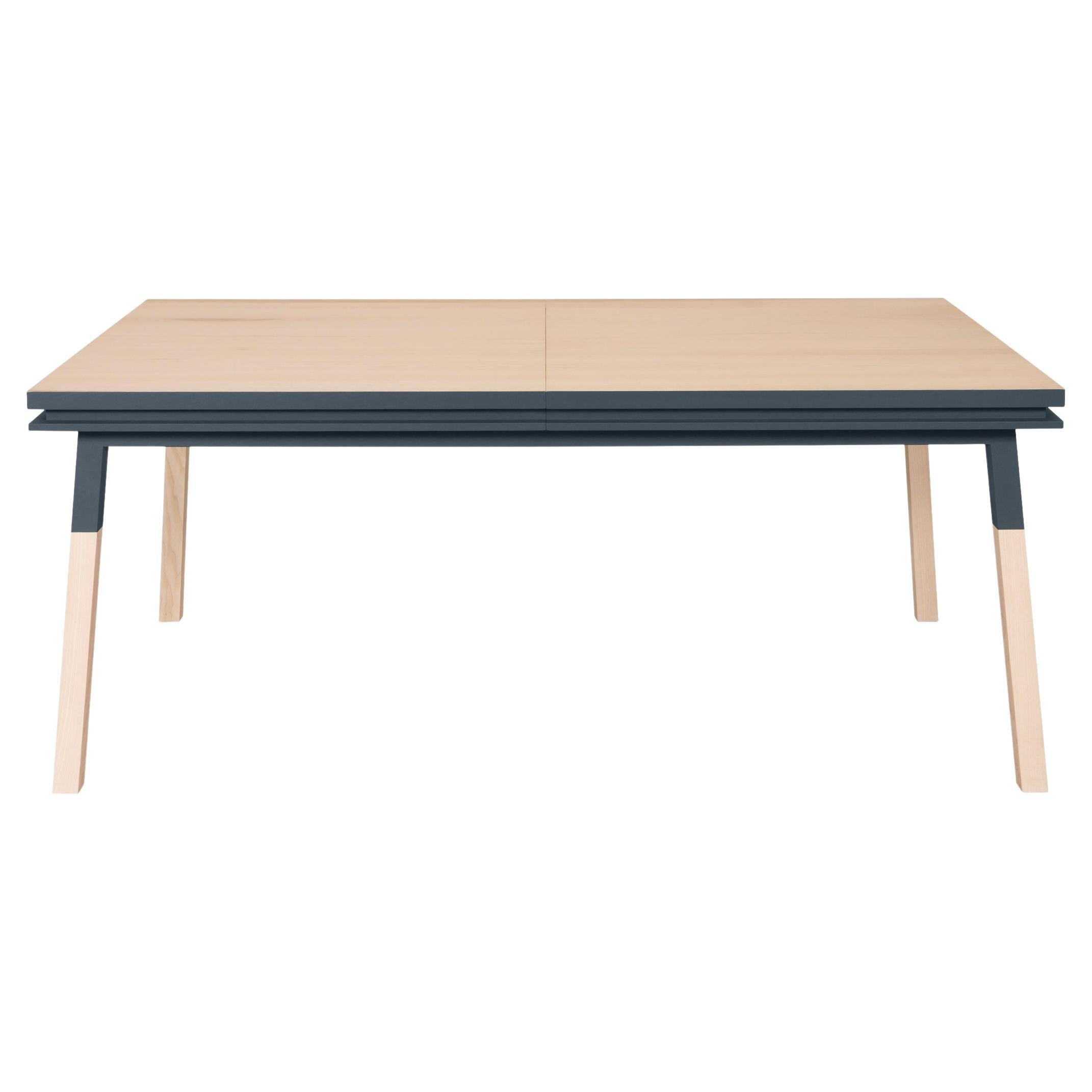 Dark Blue Extensible Design Table, 100% Solid Wood, Design by E. Gizard, Paris For Sale