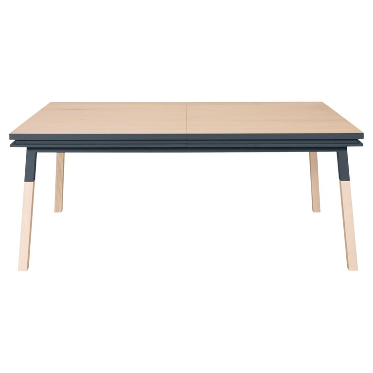 Dark Blue Extensible Design Table, 100% Solid Wood, Design by E. Gizard ...