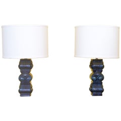 Dark Blue glass Lamps Design by Bengt edenfalk, Skruf Sweden, 1970