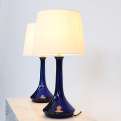 Dark Blue Glass Table Lamps by Lisbeth Brams for Fog & Morup, 1960s, Denmark