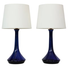 Dark Blue Glass Table Lamps by Lisbeth Brams for Fog & Morup, 1960s, Denmark