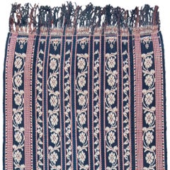 Dark Blue Ikat Textile with Floral Motifs, 20th Century (2nd Quarter)