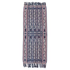 Dark Blue Ikat Textile with Floral Motifs, 20th Century (2nd Quarter)