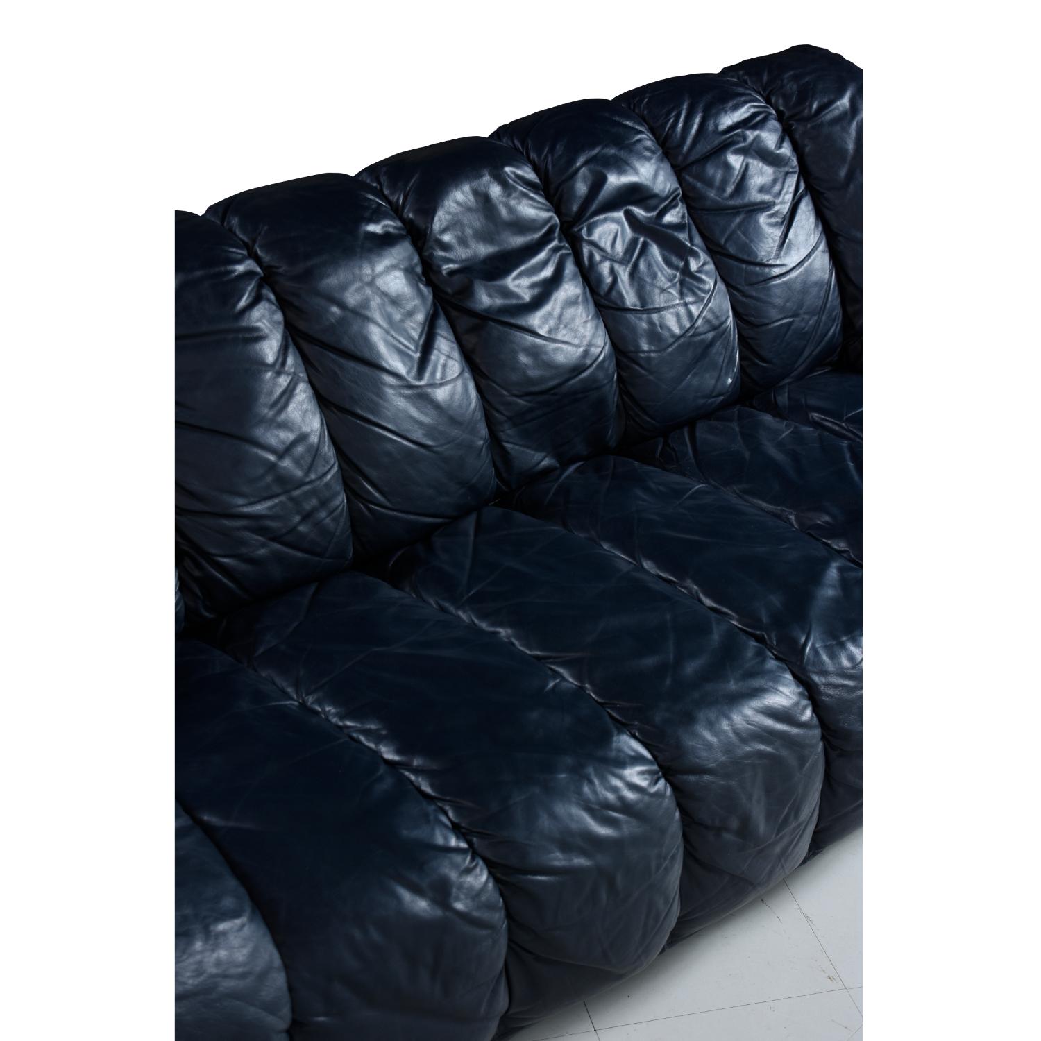 navy blue leather sofa