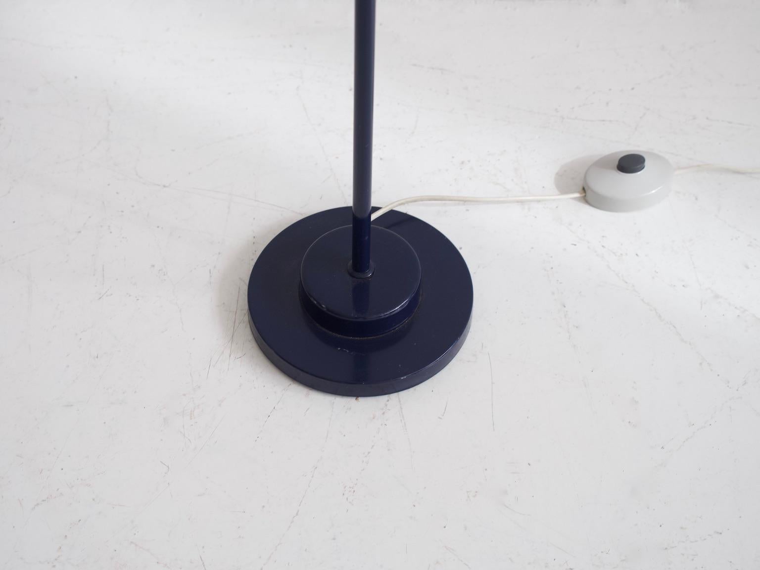 Mid-Century Modern Dark Blue Lacquered Metal Floor Lamp