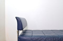 Dark Blue Leather and Chromed Steel Bench Hydra Model for Poltrona Frau, 1990s