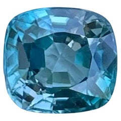 Dark Blue Loose Zircon Stone 2.45 Carats Cushion Cut Natural Cambodian Gemstone