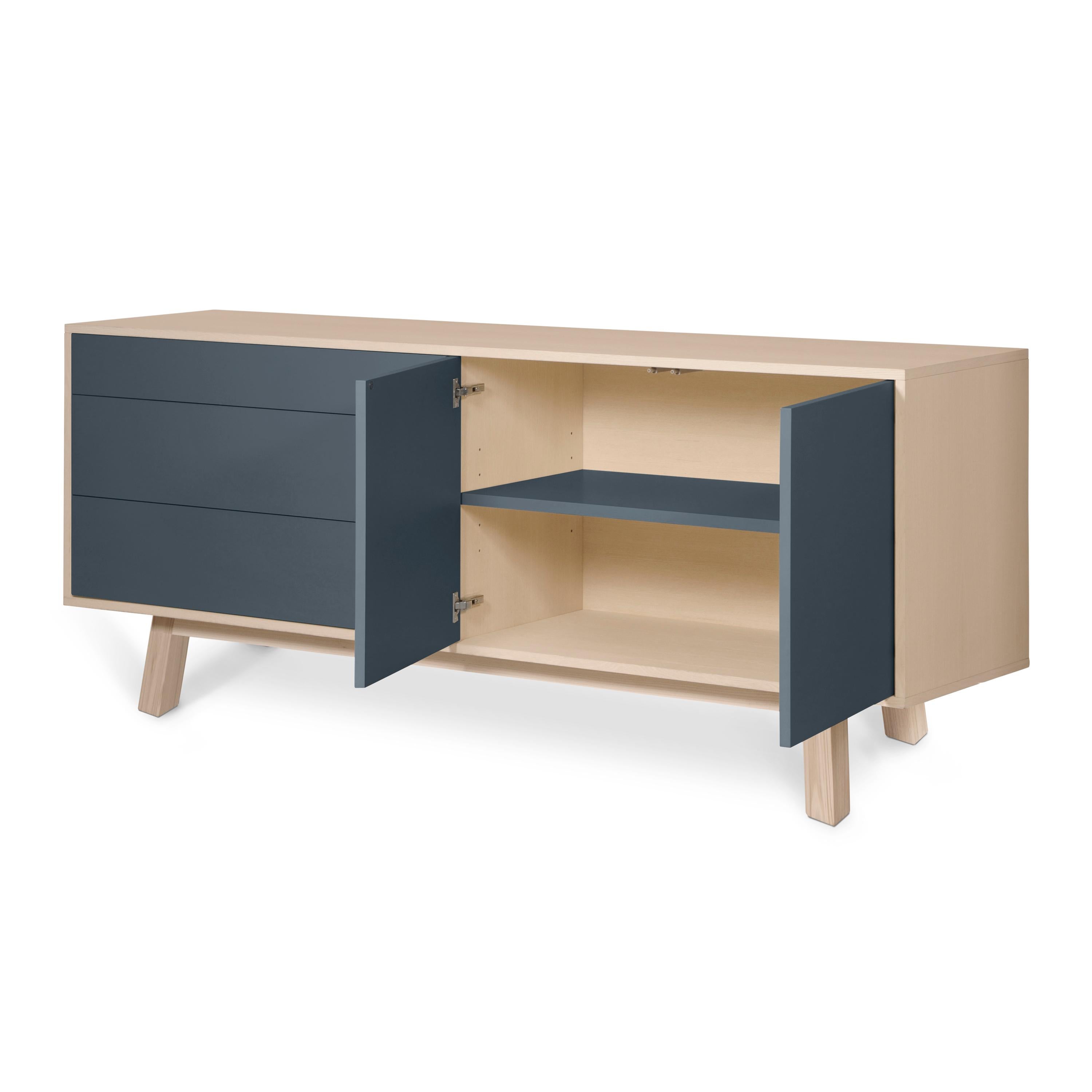 Dining scandinavian sideboard in wood with drawers & doors by Eric Gizard Paris  For Sale 1
