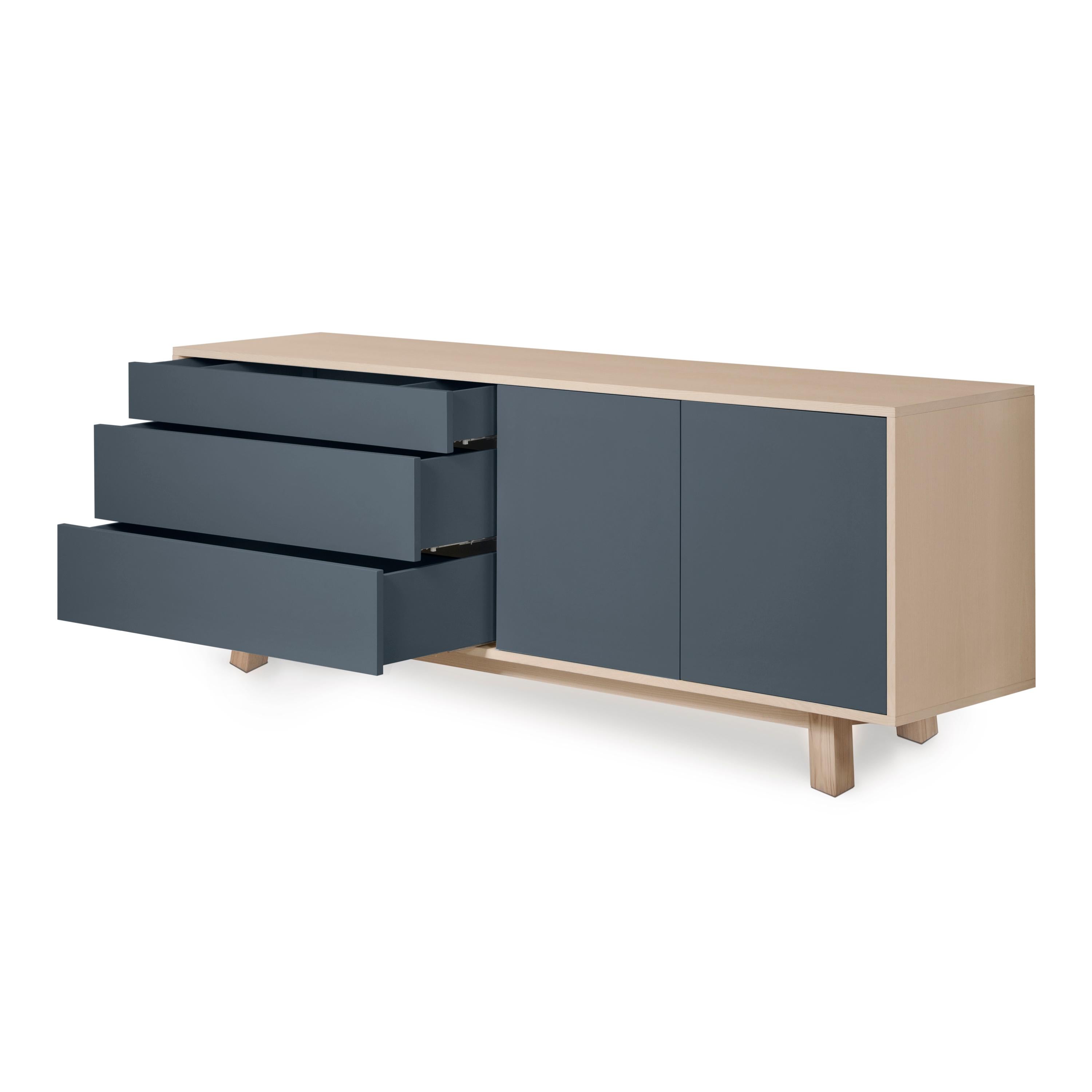 Dining scandinavian sideboard in wood with drawers & doors by Eric Gizard Paris  For Sale 2