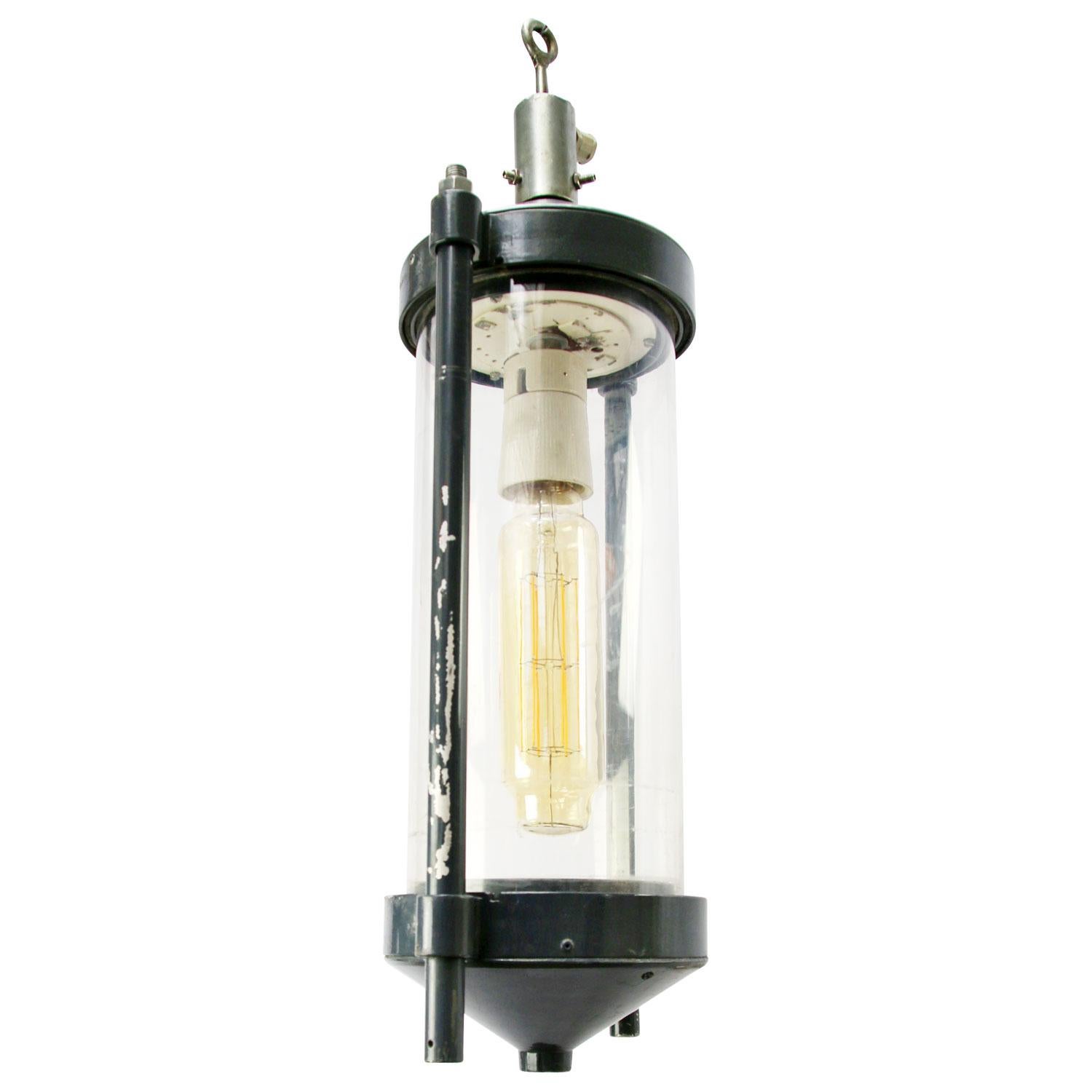 Extra large Industrial pendant light.
Dark blue metal with transparent plastic tube

E39

Weight: 8.50 kg / 18.7 lb

Priced per individual item. All lamps have been made suitable by international standards for incandescent light bulbs,