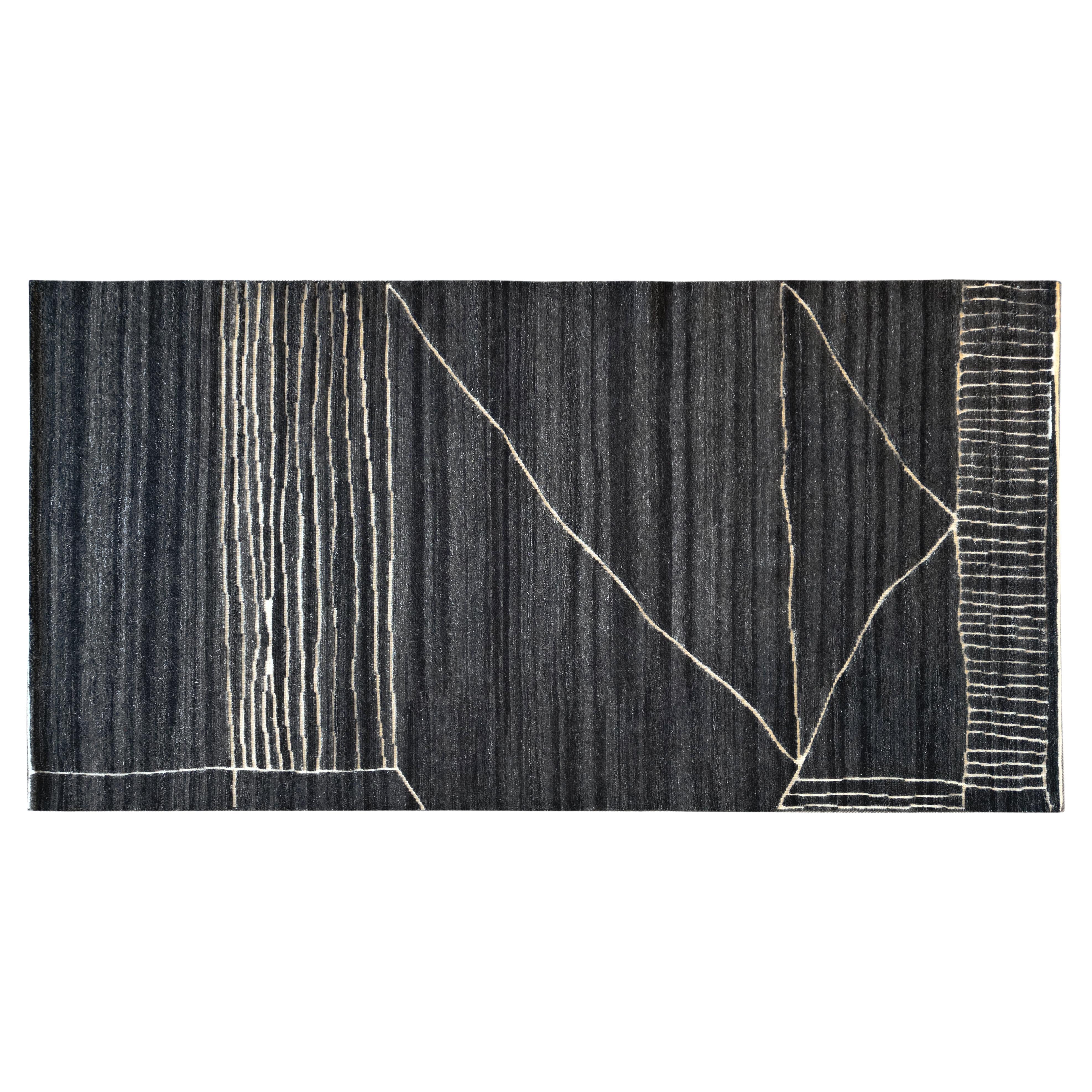 Alfombra marroquí moderna azul oscuro