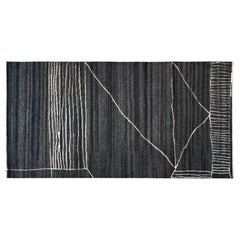 Alfombra marroquí moderna azul oscuro