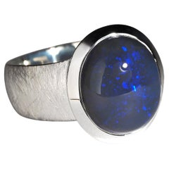 Anello d
argento di opale blu scuro Opale genuino Opale naturale Opale prezioso australiano Gioielli