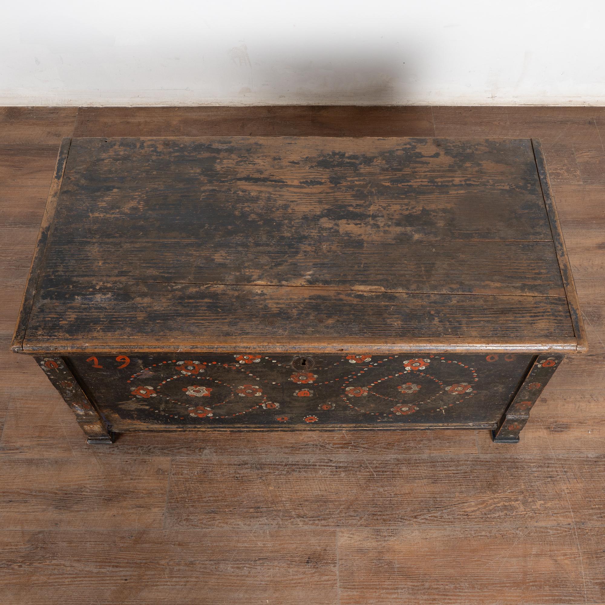 XX secolo Baule piatto dipinto di blu scuro datato 1900, Ungheria in vendita