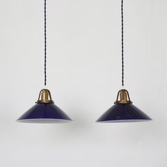 Lampade a sospensione in porcellana blu scuro di Søholm, Danimarca