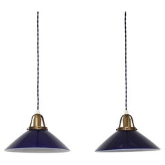 Lampade a sospensione in porcellana blu scuro di Søholm, Danimarca