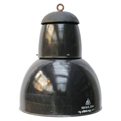 Dark Blue Raw Enamel Vintage Industrial Pendant Lights Cast Iron Top (8x)