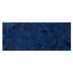 Tapis de couloir rond personnalisable Trilogia en cuir de vache bleu foncé Moyen