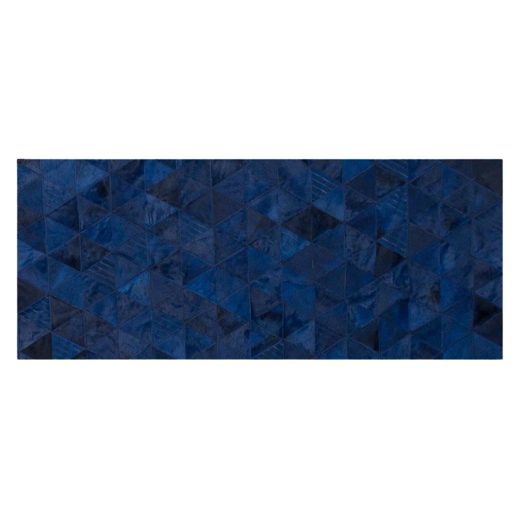 Dark blue Round Customizable Trilogia Cowhide Runner Small