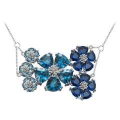 Mixed Blue Topaz Blossom Renaissance Necklace