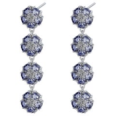 Dark Blue Topaz Blossom Gentile Chandelier Earrings