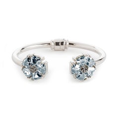 Dark Blue Topaz Blossom Stone Hinge Bracelet